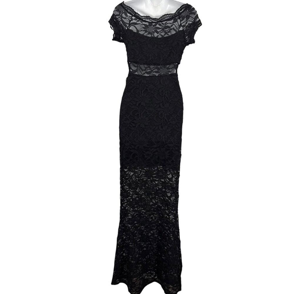 Morgan & Co All Lace Sheer Fit & Flare Mermaid Prom Formal Evening Dress 5 / 6 - Picture 13 of 16